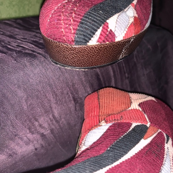 “DONATED” Emilio Pucci, Corduroy w/ Brass Buckle, Platform Heeled Mules, S 40 - Picture 5 of 10
